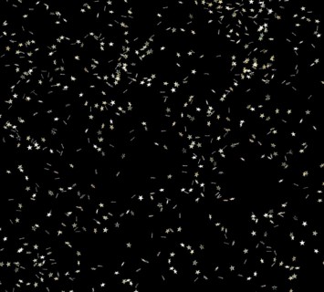 Punched small metallic stars falling in front of black back
