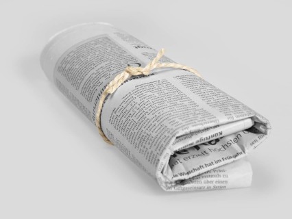 Rolled german newspaper in grey back
