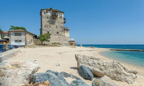 Coastal beach cenery around Chalkidiki, a peninsula and part of the region of Central Macedonia in