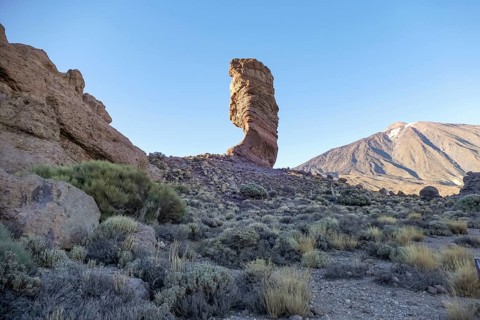 Scenery around Roques de Garcia with Roque Cinchado at Teide National Park in Tenerife, Canary