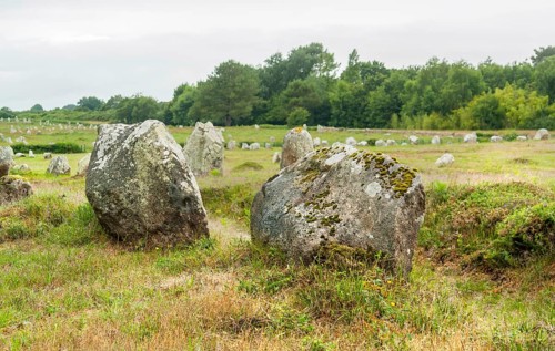 Scenery around the Carnac stones, a megalithic site in Brittany, France
