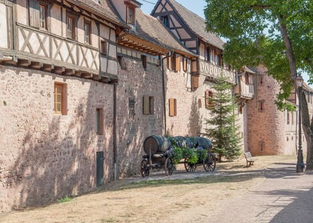 City view of Riquewihr, a town in Alsace, France