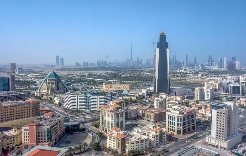 Aerial view of Dubai in the United Arab Emirates