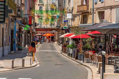 Impression of Orange, a commune in the Provence region in southeastern France at summer time