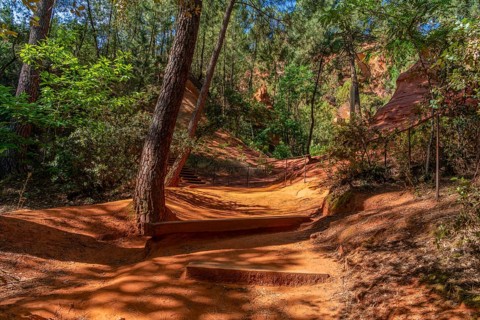 Impression around the Ochre Path near Roussillon, a commune in the Vaucluse department of the