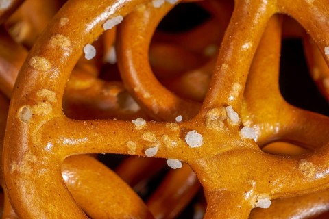 Full frame macro shot of some lye pretzels