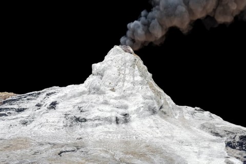 Smoking geyser in black back