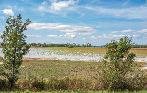 Lake named Oberer Stinkersee located near Podersdorf am See at the Burgenland state in Austria