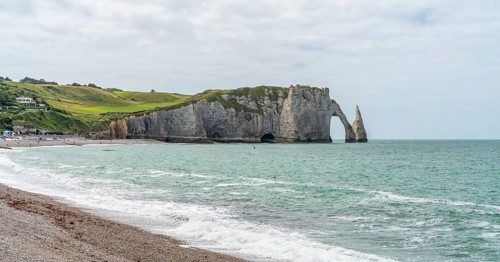 Coastal scenery around Etretat, a commune in the Seine-Maritime department in the Normandy region