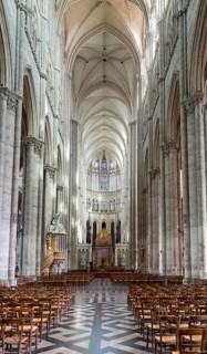 Scenery inside the Amiens Cathedral in Amiens, a city and commune in northern France. It is the