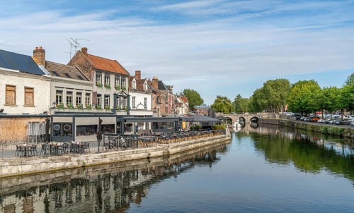 Impression around Quai Belu on the banks of the Somme in Amiens, a city and commune in northern