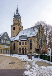 City view of Neuenstein in Hohenlohe at winter time