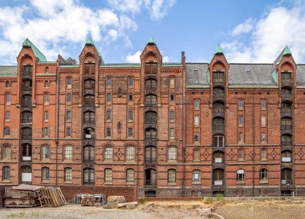 Scenery at the Speicherstadt, a historic warehouse district in Hamburg, Germany