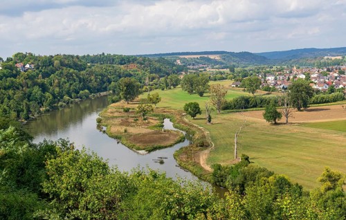 High angle scenery around Offenau, seen from Bad Wimpfen, a historic spa town in the district of