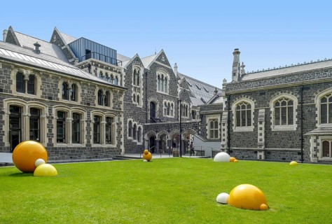 Sunny scenery around the Canterbury Museum in Christchurch in New Zealand