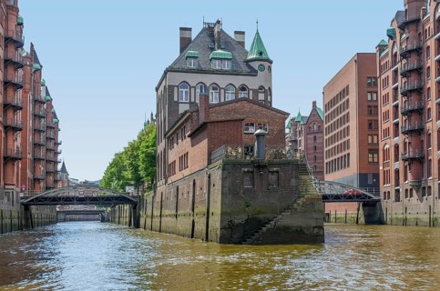 Impression of the Speicherstadt, a historic warehouse district in Hamburg, Germany