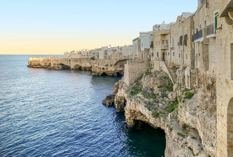 Impression of Polignano a Mare in Apulia in Italy at evening time