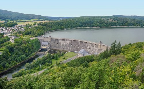 Scenery around the Edersee Dam in Hesse, Germany