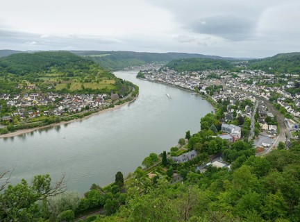 Aerial scenery at river Rhine between Filsen and Boppard