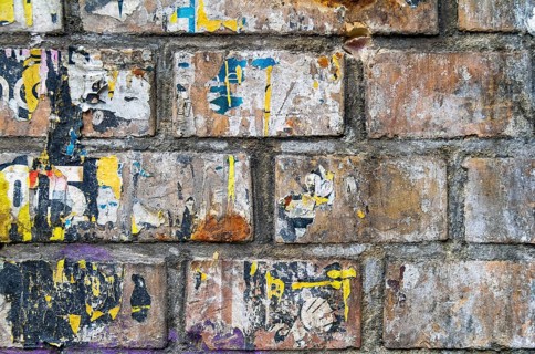 Urban brick wall detail seen at the Schanzenviertel in Hamburg, Germany