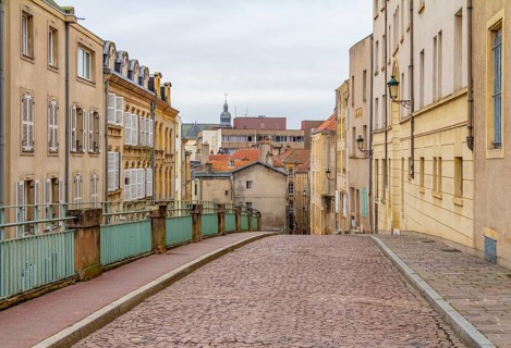 Impression of a city named Metz, located in the Lorraine region in France at winter time