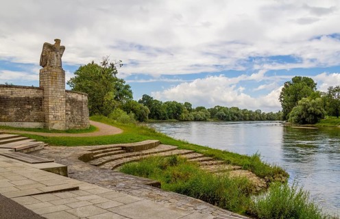 Riparian impression around Straubing in Bavaria in Germany at summer time
