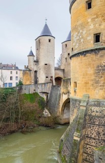 Bridge castle and city gate named Germans Gate in Metz, a city in the Lorraine region in France