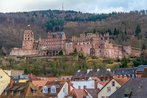 Impression of Heidelberg with castle in Germany at winter time