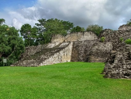 Ruins of a mayan temple in Kohunlich, Mexico