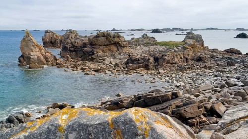 Summer scenery at the Pink Granite Coast in Brittany, France