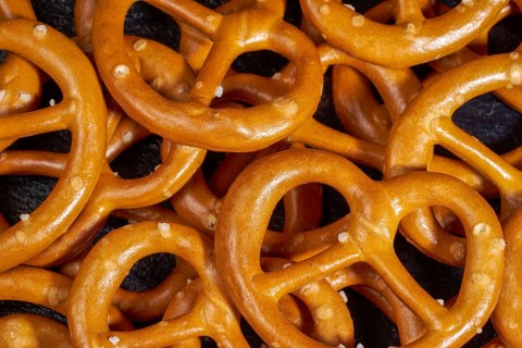 Full frame macro shot of some lye pretzels