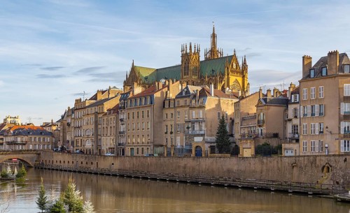 Impression of Metz, a city in the Lorraine region located in northeast France at evening time