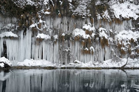 Lots of icicles near river Kocher in Southern Germany