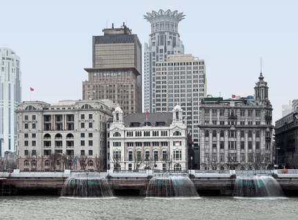 City view of the Bund, an area of the Huangpu District in Shanghai, a city in China