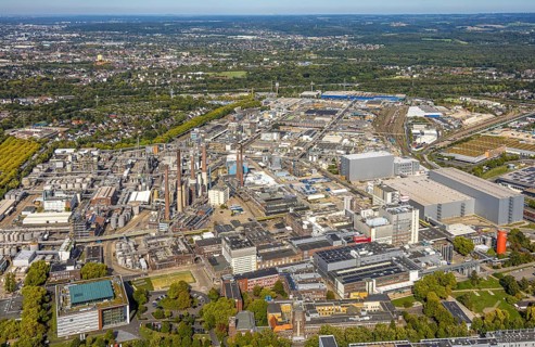 Aerial view, Henkel chemical plant area, industrial area, Holthausen, Düsseldorf, Ruhr area, North