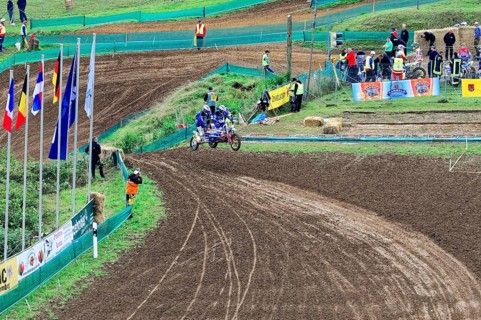 Motocross, Rudersberg, Baden-Württemberg, Germany, Europe, Motocross riders move around a winding