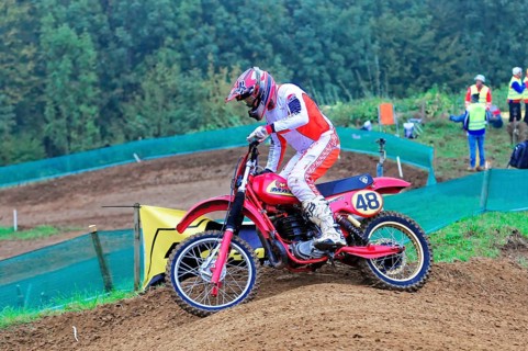 Motocross, Rudersberg, Baden-Württemberg, Germany, Europe, Motocross rider on motorbike jumping on
