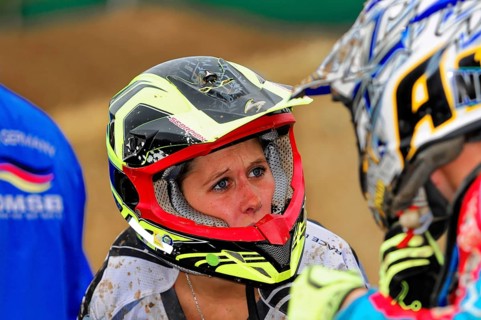 Motocross, Rudersberg, Baden-Württemberg, Germany, Europe, close-up of a woman in a motocross