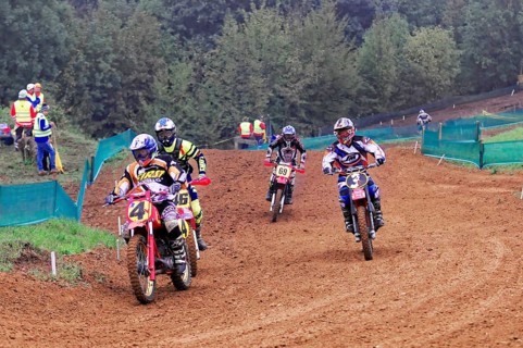 Motocross, Rudersberg, Baden-Württemberg, Germany, Europe, Group of motocross riders at a race in