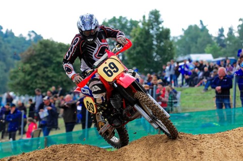 Motocross, Rudersberg, Baden-Württemberg, Germany, Europe, A motocross rider navigates a sandy bend