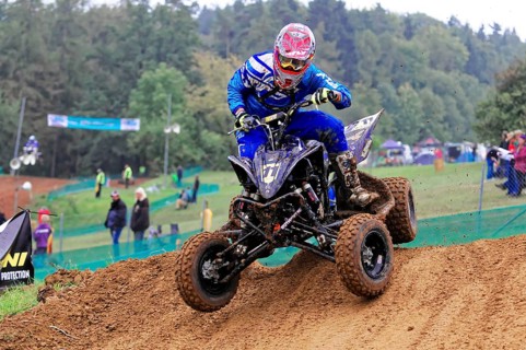 Motocross, Rudersberg, Baden-Württemberg, Germany, Europe, motocross quad rider jumps during a race
