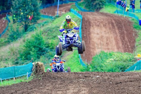 Motocross, Rudersberg, Baden-Württemberg, Germany, Europe, A quad bike rider jumps into the air on