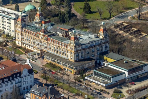 Aerial view, Asklepios Fachklinik Fürstenhof in Bad Wildungen in Hesse. Bad Wildungen, spa centre