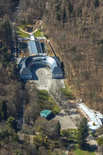 Aerial view, Wandelhalle An den Georg-Viktor-Quelle in Bad Wildungen in Hesse. Bad Wildungen, spa