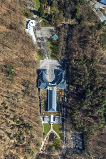 Aerial view, Wandelhalle An den Georg-Viktor-Quelle in Bad Wildungen in Hesse. Bad Wildungen, spa