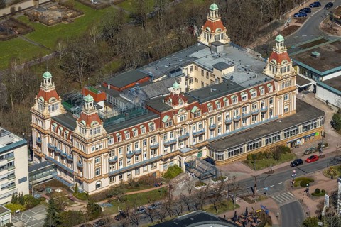 Aerial view, Asklepios Fachklinik Fürstenhof in Bad Wildungen in Hesse. Bad Wildungen, spa centre