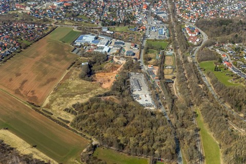 Aerial view, archaeological site at the Korbacher Spalte on Frankenberger Landstraße in Korbach.
