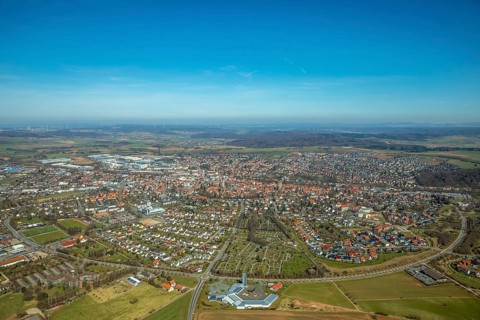 Aerial view, view of Korbach over the Südring in Korbach. District town Korbach, district
