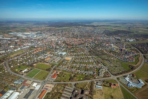 Aerial view, view of Korbach over the Südring in Korbach. District town Korbach, district