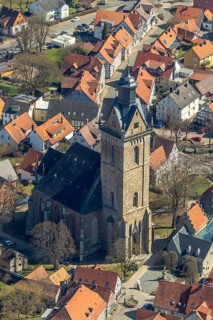 Aerial view, Historic old town of Korbach with Kilianskirche in Korbach. District town Korbach,